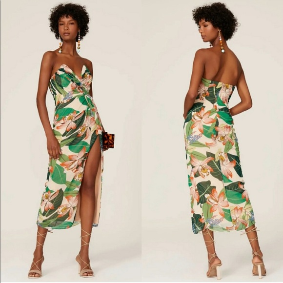 Katie May Come On Home Midi Dress in Green Cream Floral Size Small - Picture 2 of 13